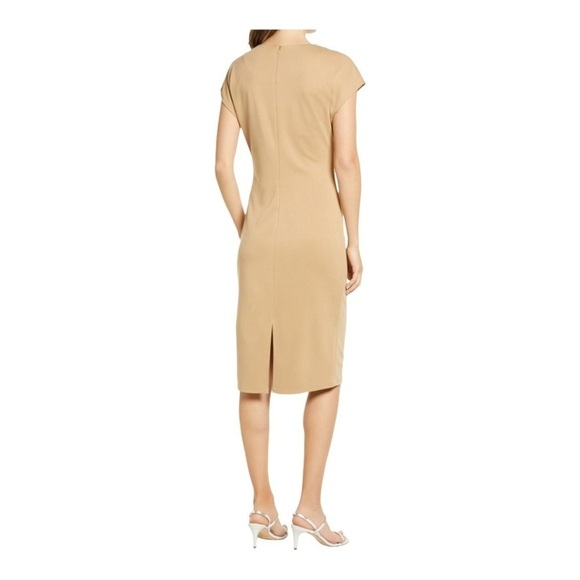 HALOGEN Twist Front Sheath Dress Camel Size XS - Picture 2 of 7